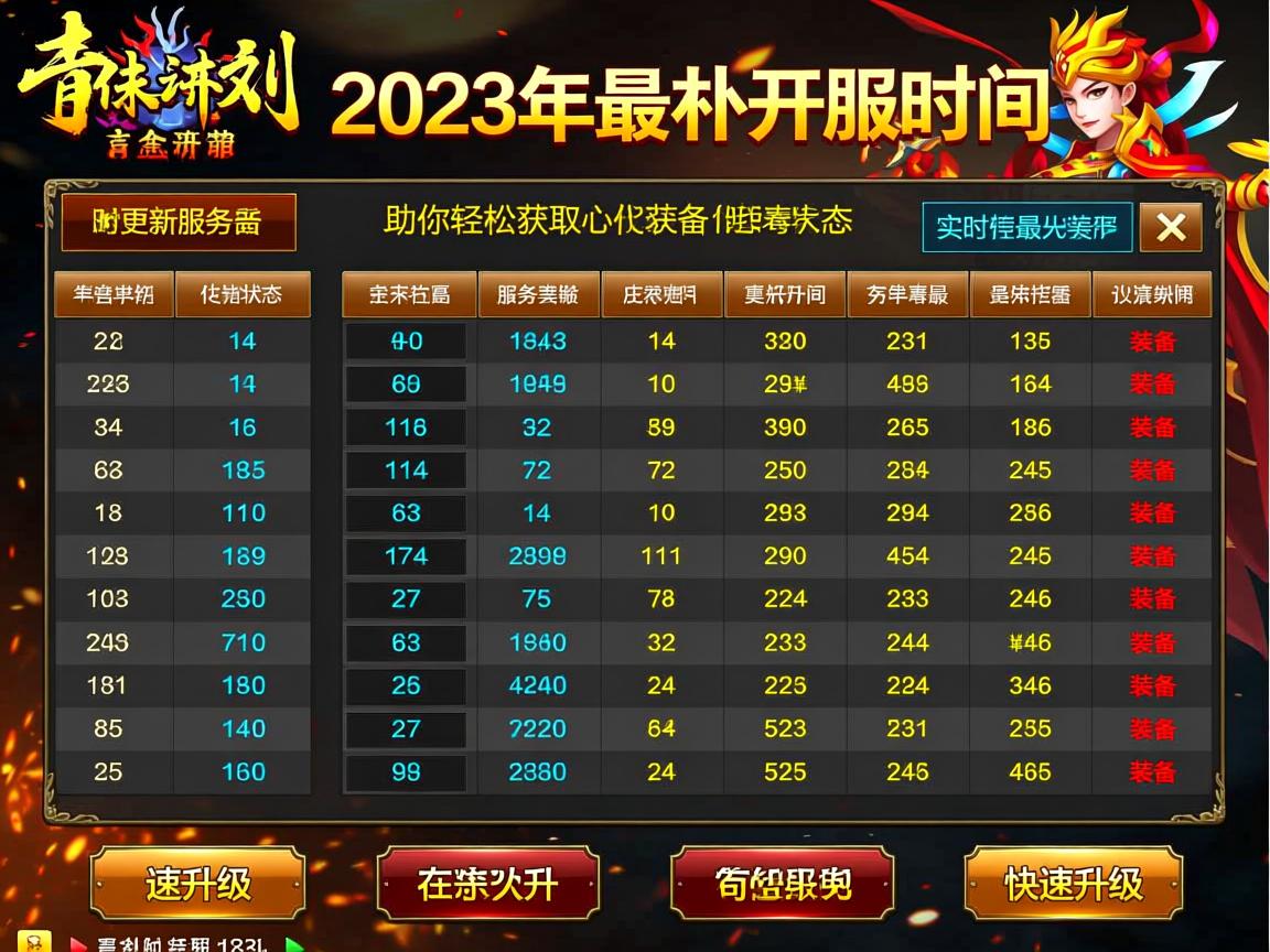 2023陈传奇私服最新开服时间与装备获取全攻略 - 快速升级技巧分享